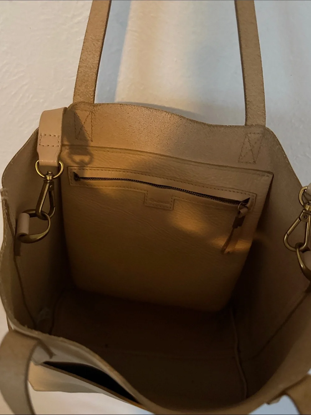 Madewell Beige Leather Pocket Tote